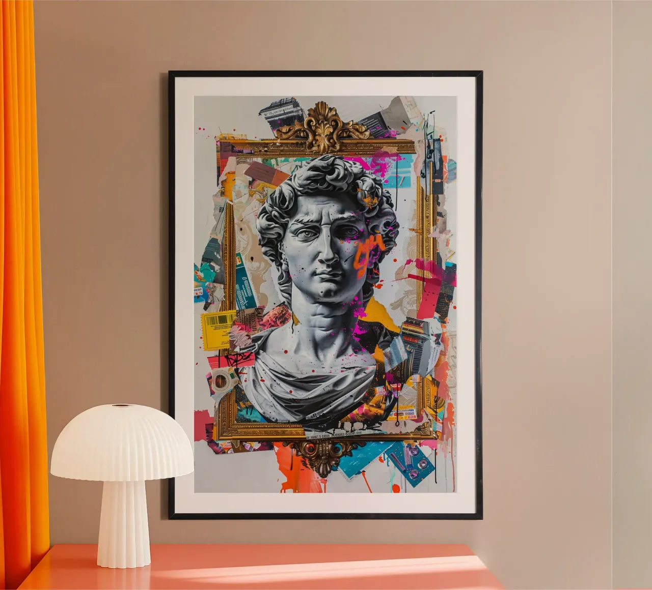 Graffiti Renaissance poster con telaio in alluminio da Mosaic Dialogue