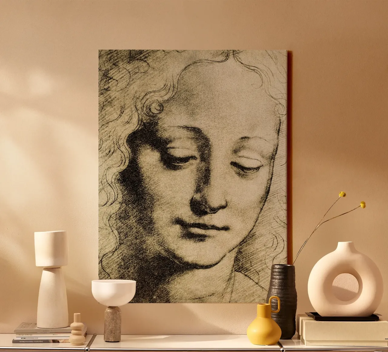 Testa di giovane di Leonardo da Vinci tela con Cornice a cassetta da James McIntosh