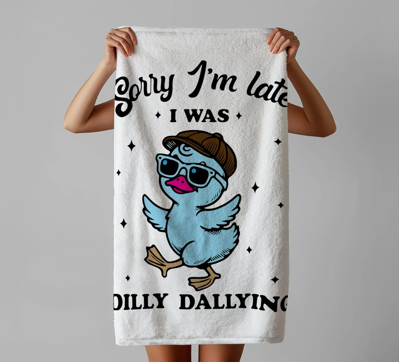 dilly dallyng funny duck asciugamano da bagno da tanabaroo