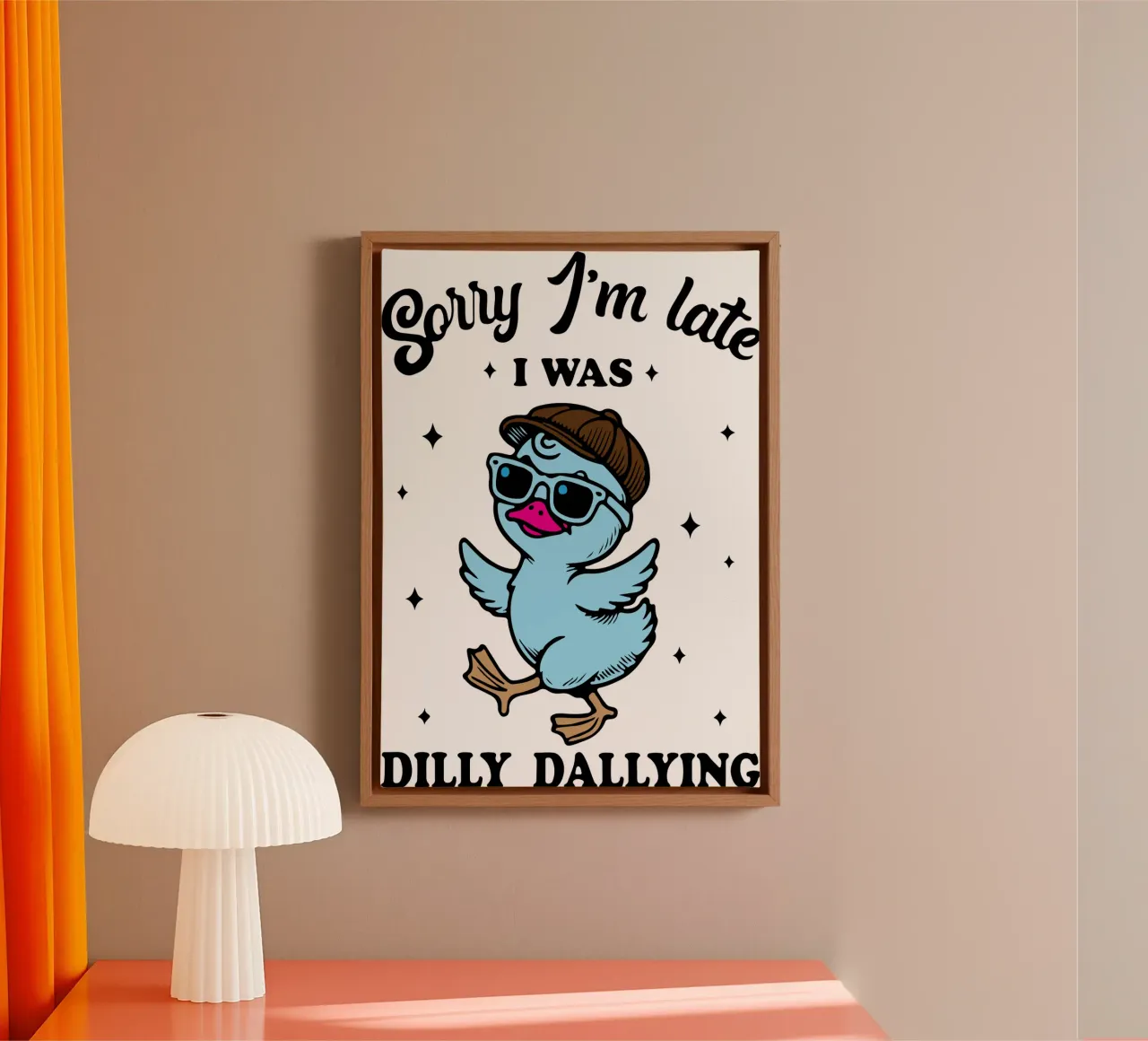 dilly dallyng funny duck tela con Cornice a cassetta da tanabaroo