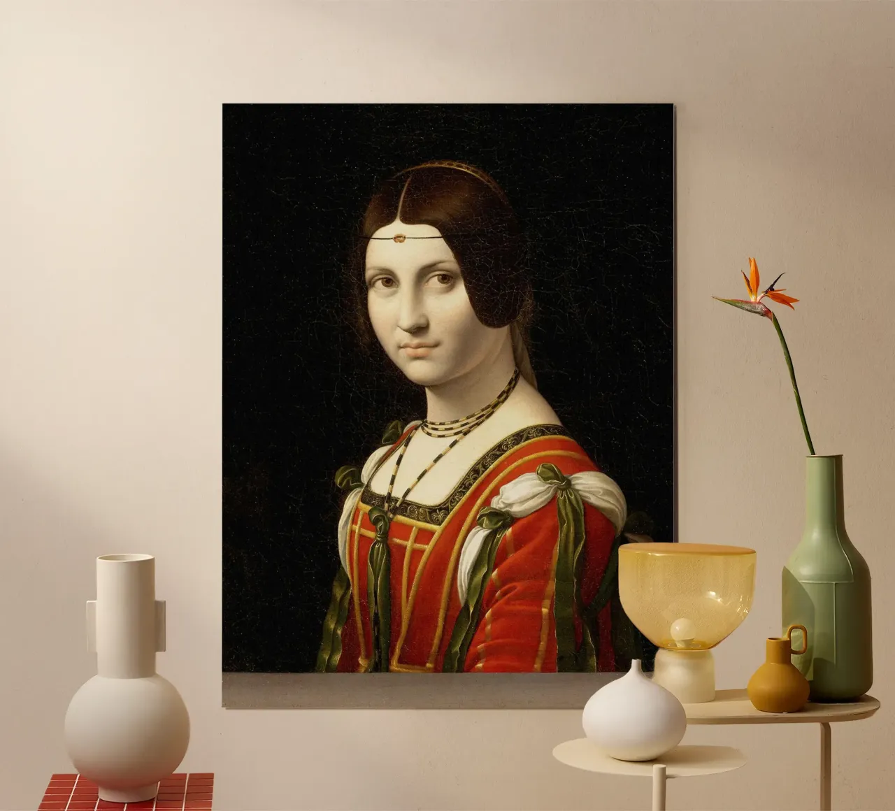 La Belle Ferronière by Leonardo da Vinci poster con telaio in plastica da James McIntosh