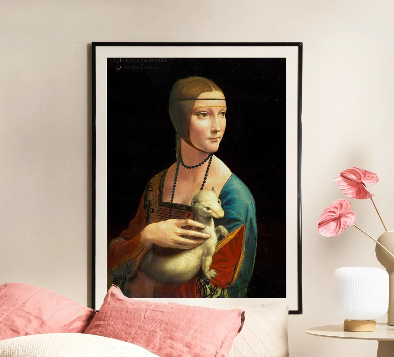 Dama con l'ermellino di Leonardo da Vinci poster con telaio in plastica da James McIntosh