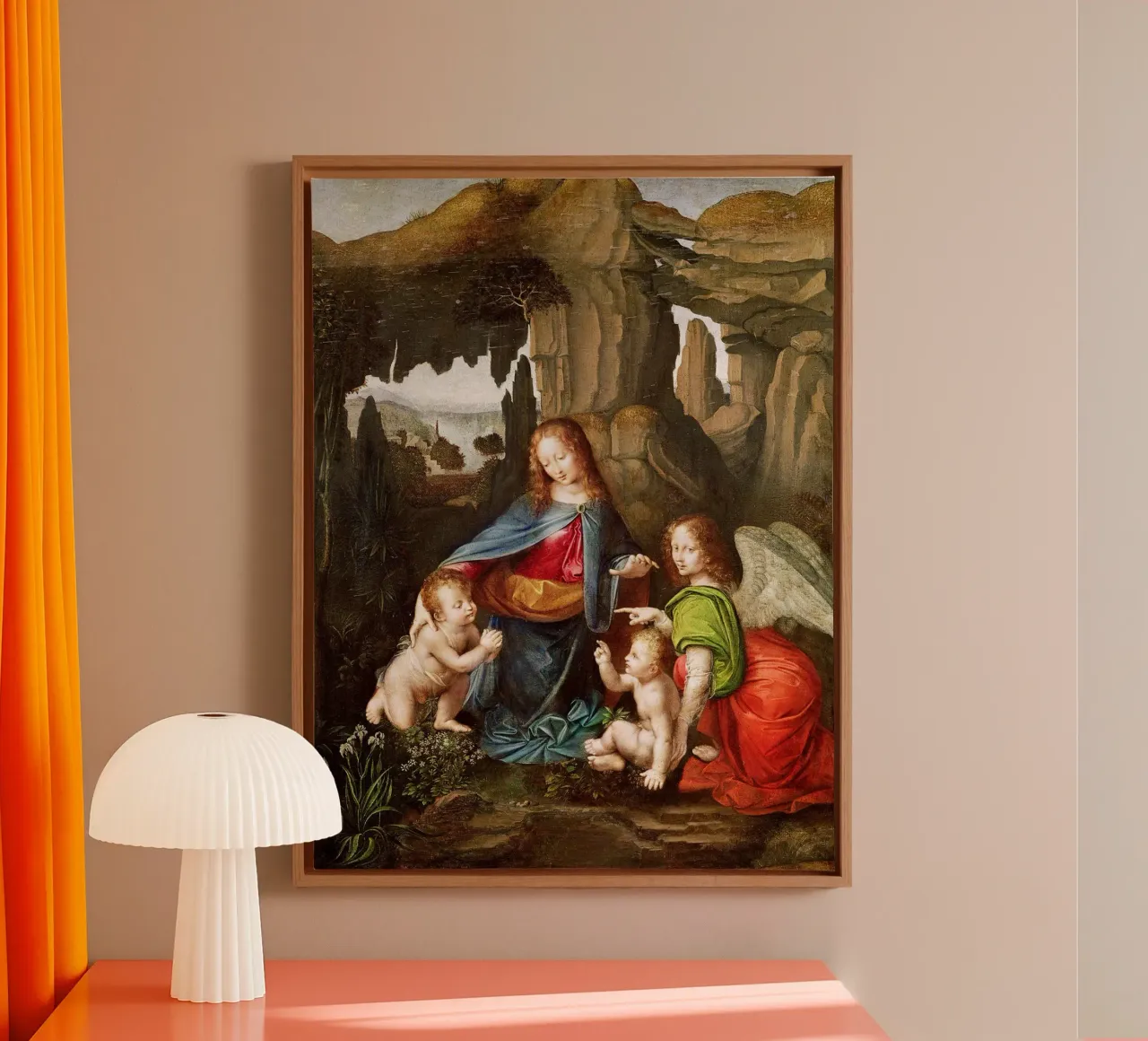 Madonna of the Rocks by Leonardo da Vinci canvas with Floater frame by James McIntosh