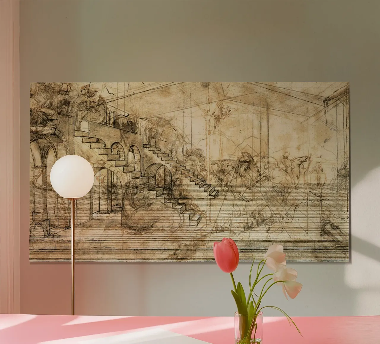 Perspective Study for the background of the Adoration poster with wooden frame by James McIntosh