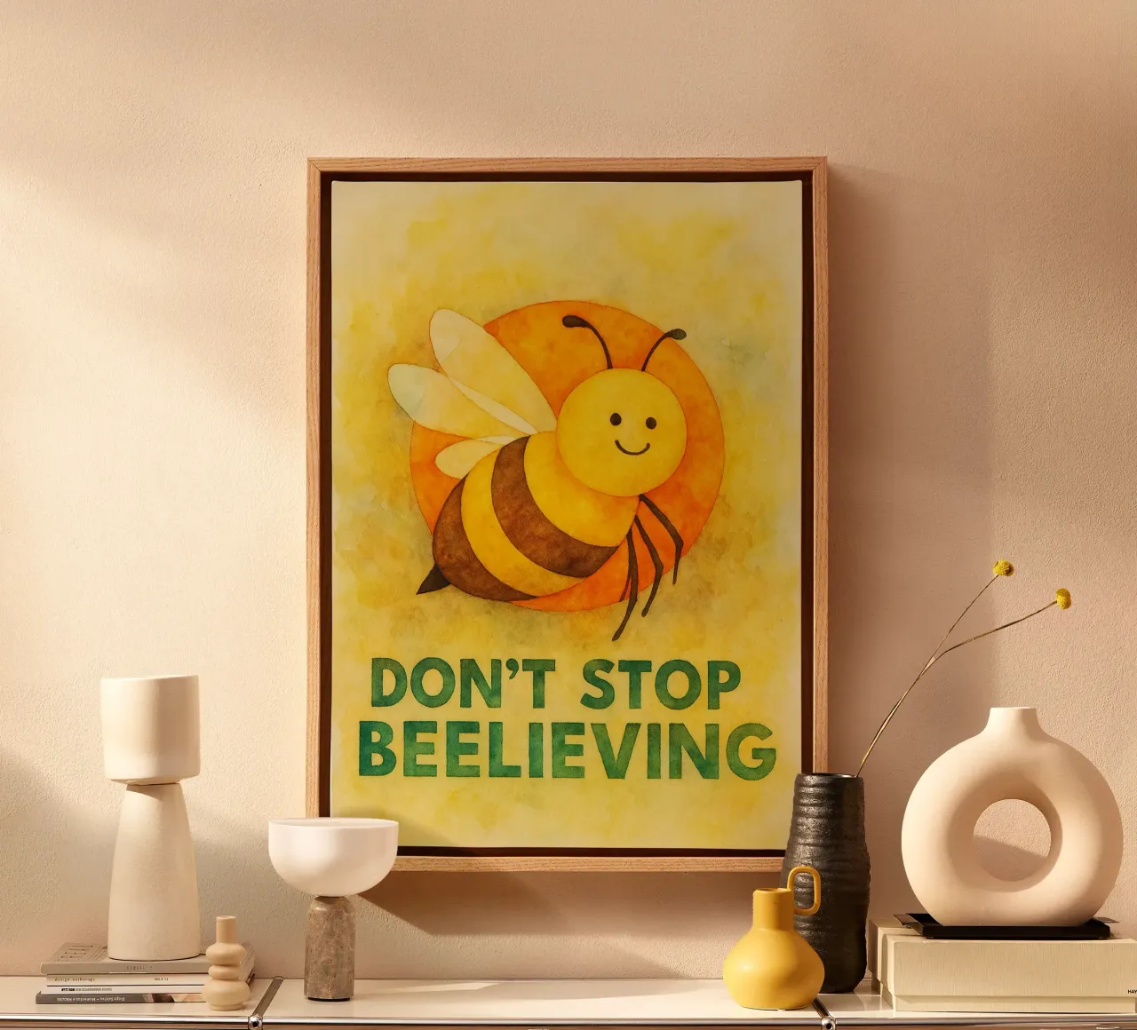 funny beelieving canvas with Floater frame by tanabaroo