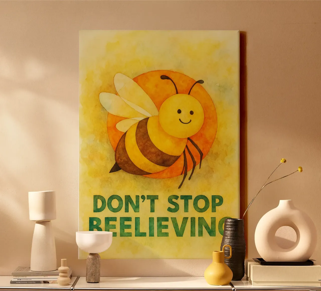 funny beelieving canvas with Floater frame by tanabaroo