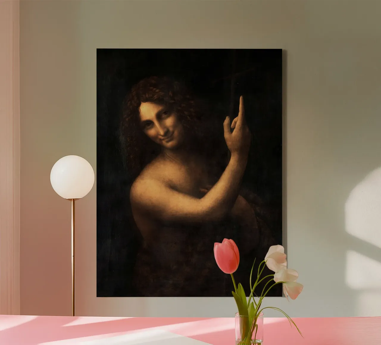 Saint John the Baptist by Leonardo da Vinci canvas with Floater frame by James McIntosh