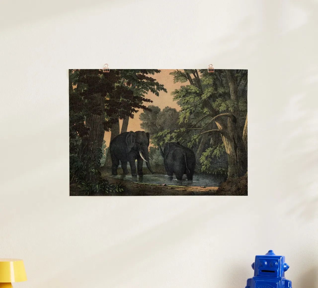 Vintage Kolb 5 Tafel 31 Elefant poster da Vintage Print Collection
