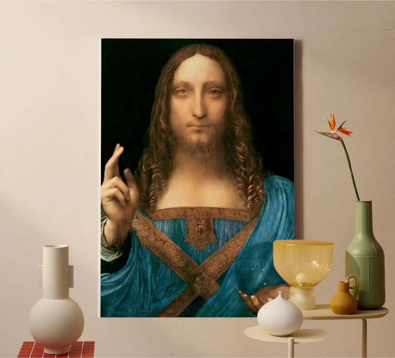 Salvator Mundi by Leonardo da Vinci tela con Cornice a cassetta da James McIntosh