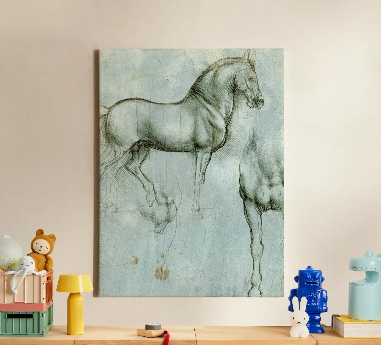 Studies of a horse by Leonardo da Vinci canvas with Floater frame by James McIntosh