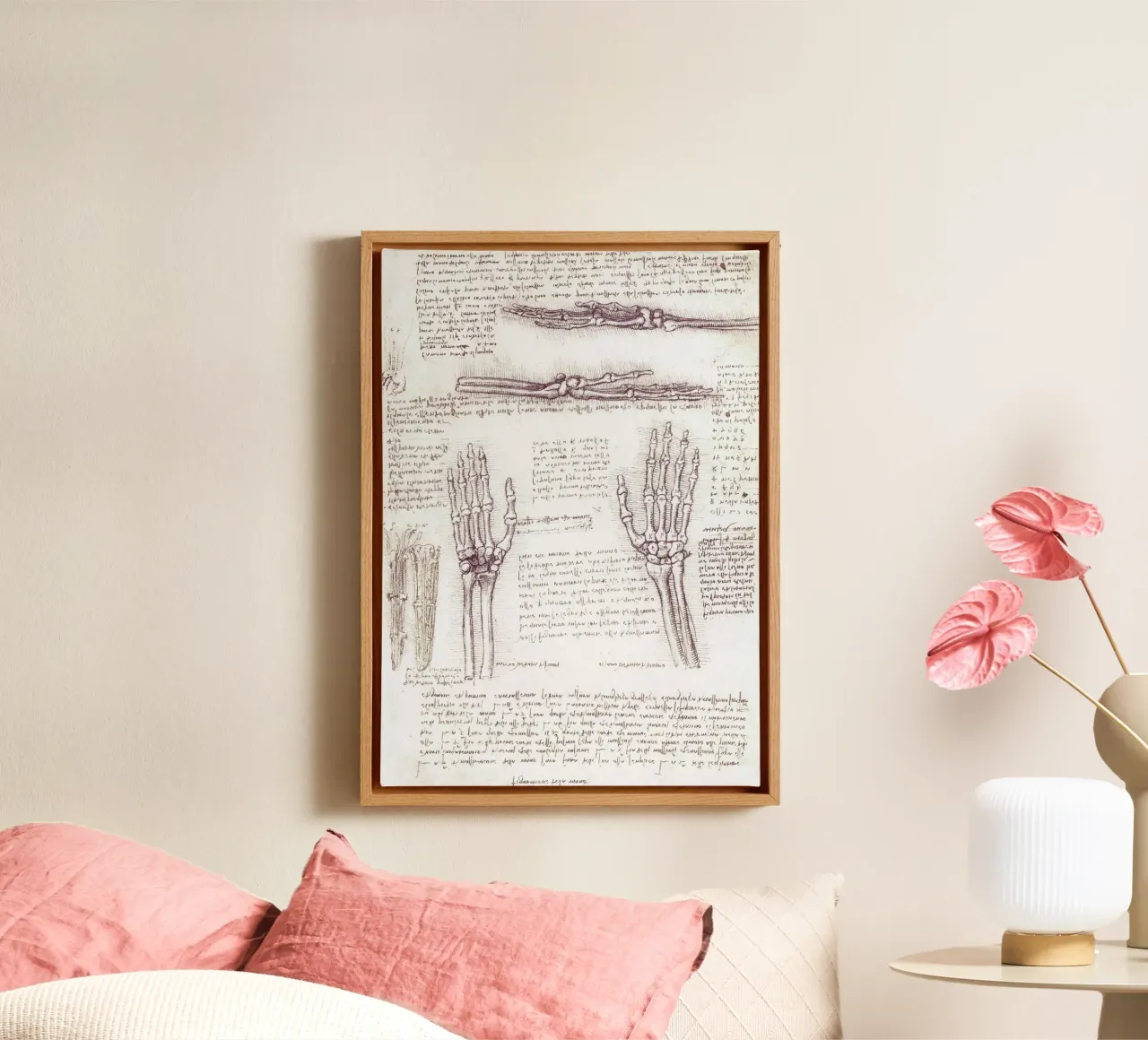 Study of a hand by Leonardo da Vinci canvas with Floater frame by James McIntosh
