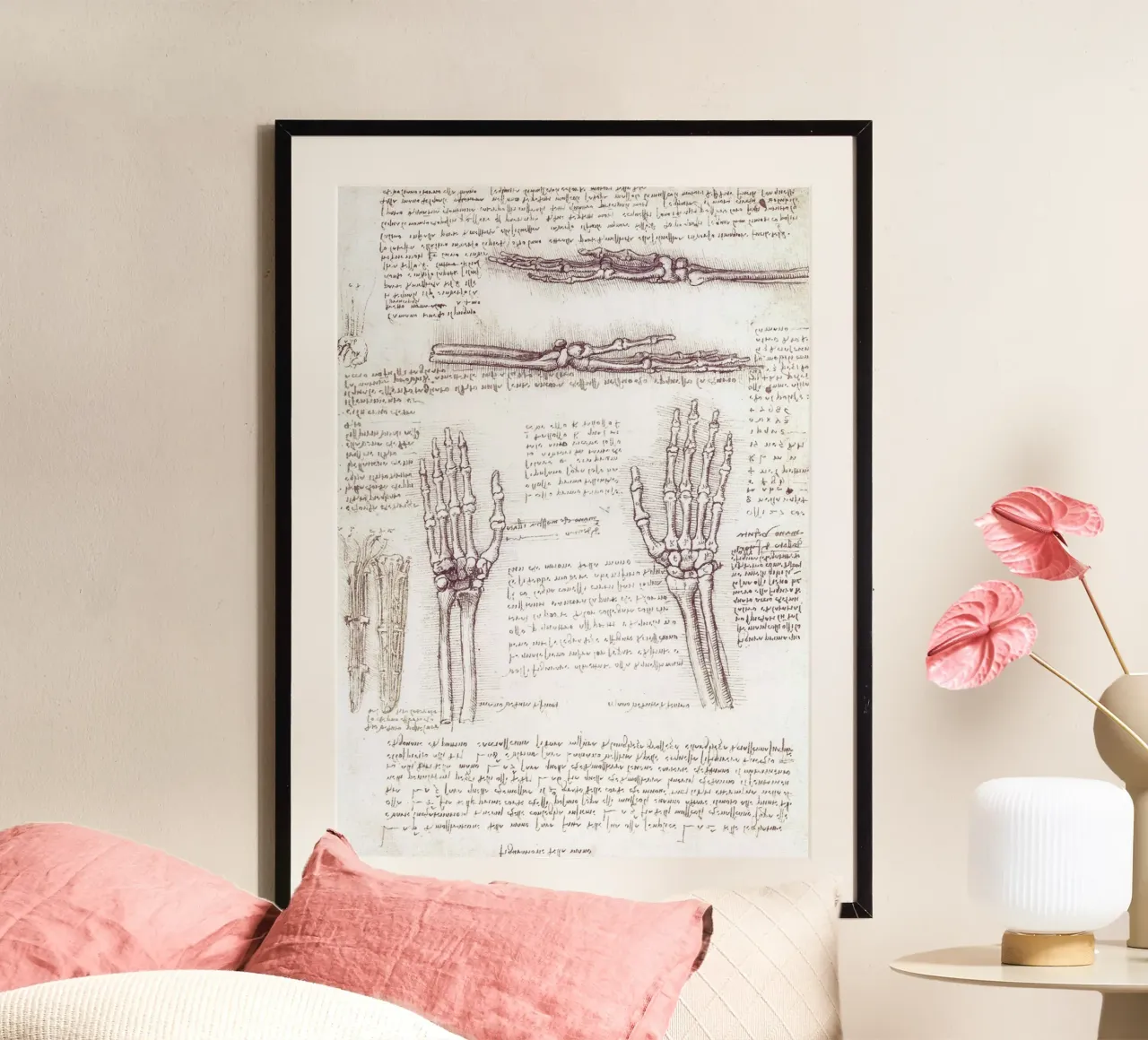 Studio di una mano di Leonardo da Vinci poster con telaio in alluminio da James McIntosh