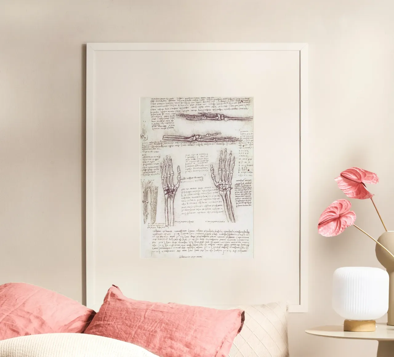 Studio di una mano di Leonardo da Vinci poster con telaio in alluminio da James McIntosh
