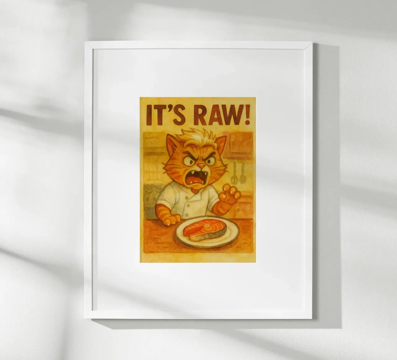 divertente gatto cheft arrabbiato il suo crudo poster da tanabaroo