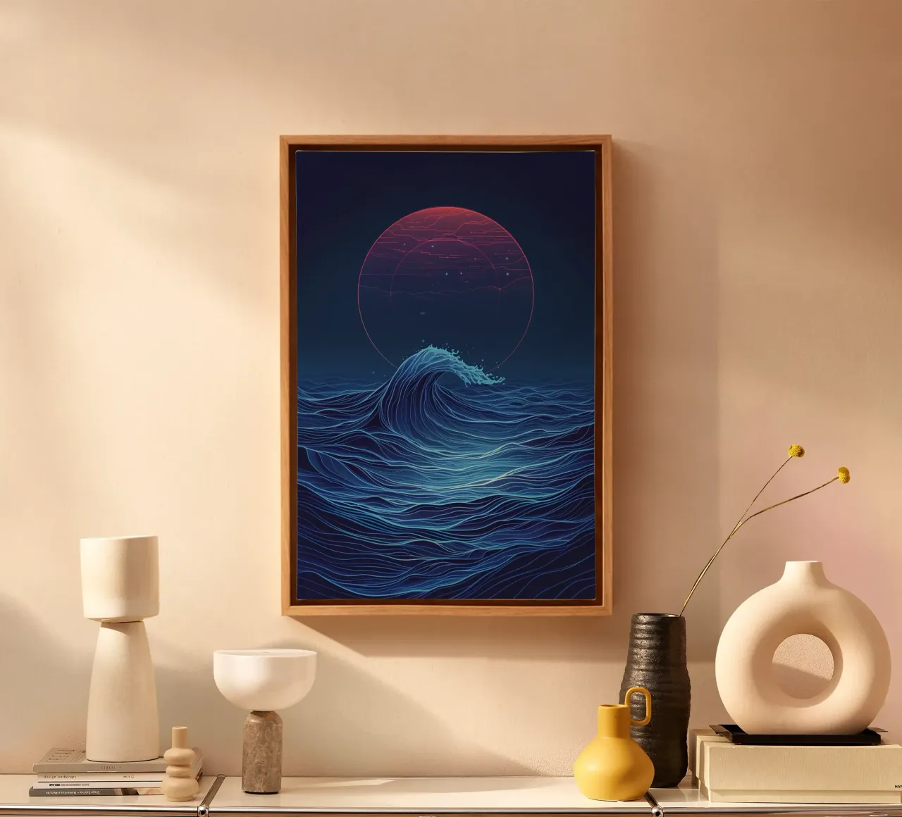 Cosmic Wave Leinwand mit Schattenfugenrahmen von Mosaic Dialogue