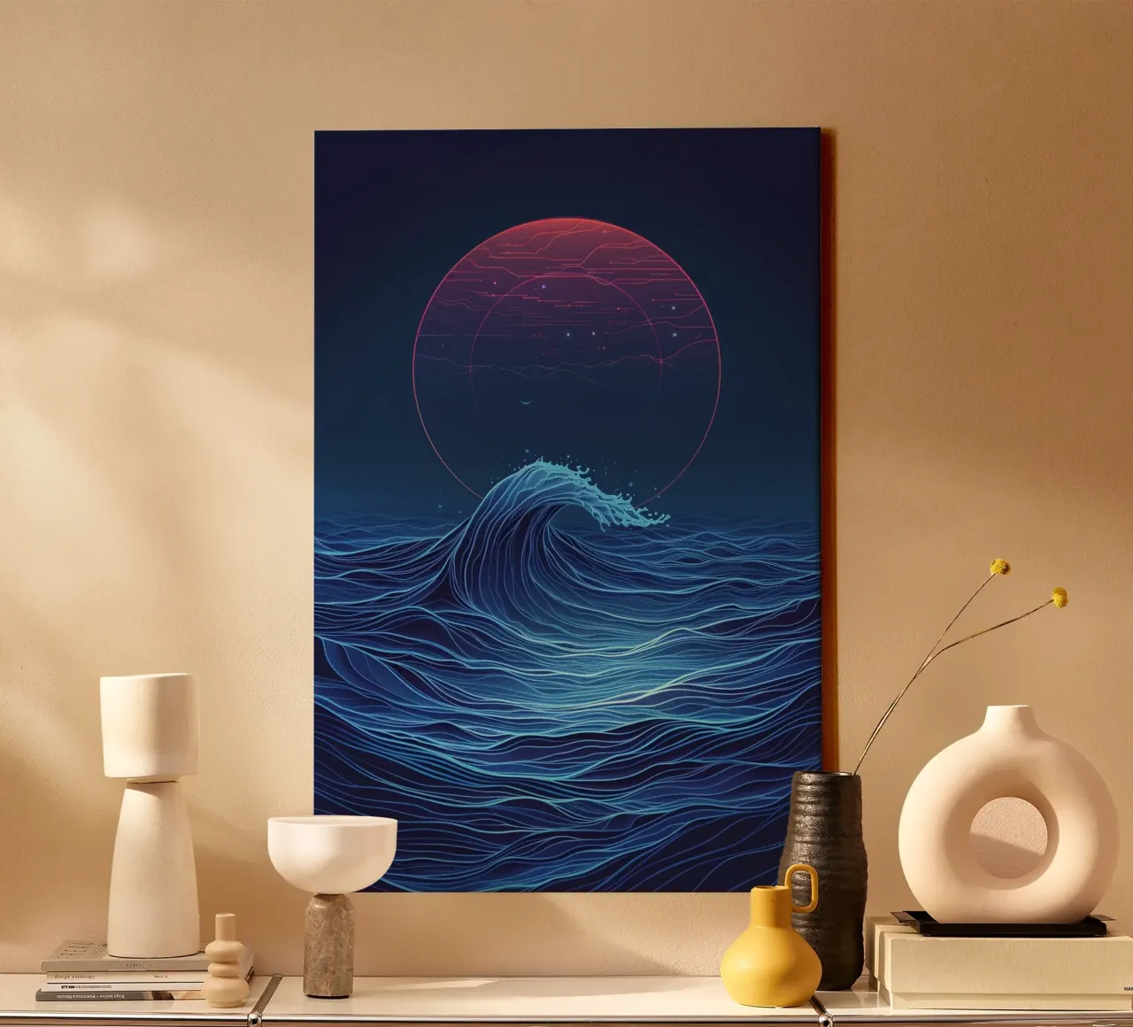 Cosmic Wave Leinwand mit Schattenfugenrahmen von Mosaic Dialogue