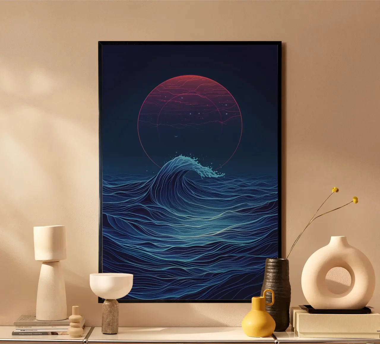 Cosmic Wave poster con telaio in alluminio da Mosaic Dialogue