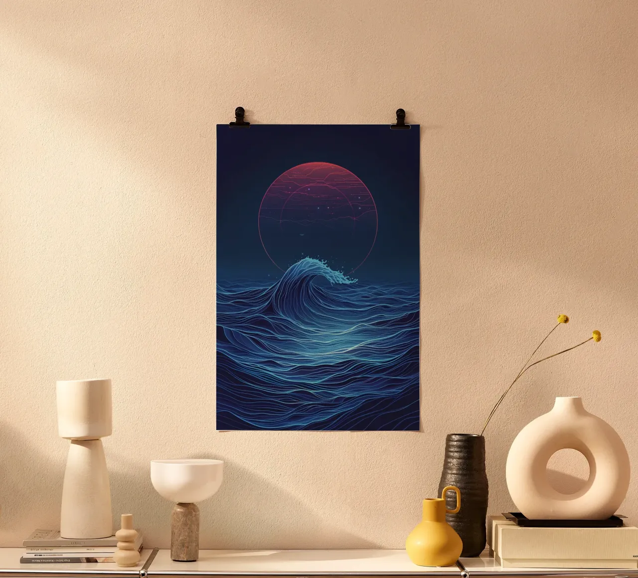 Cosmic Wave poster con telaio in alluminio da Mosaic Dialogue