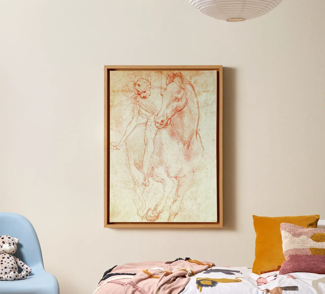 Study of a Horse and Rider by Leonardo da Vinci canvas with Floater frame by James McIntosh