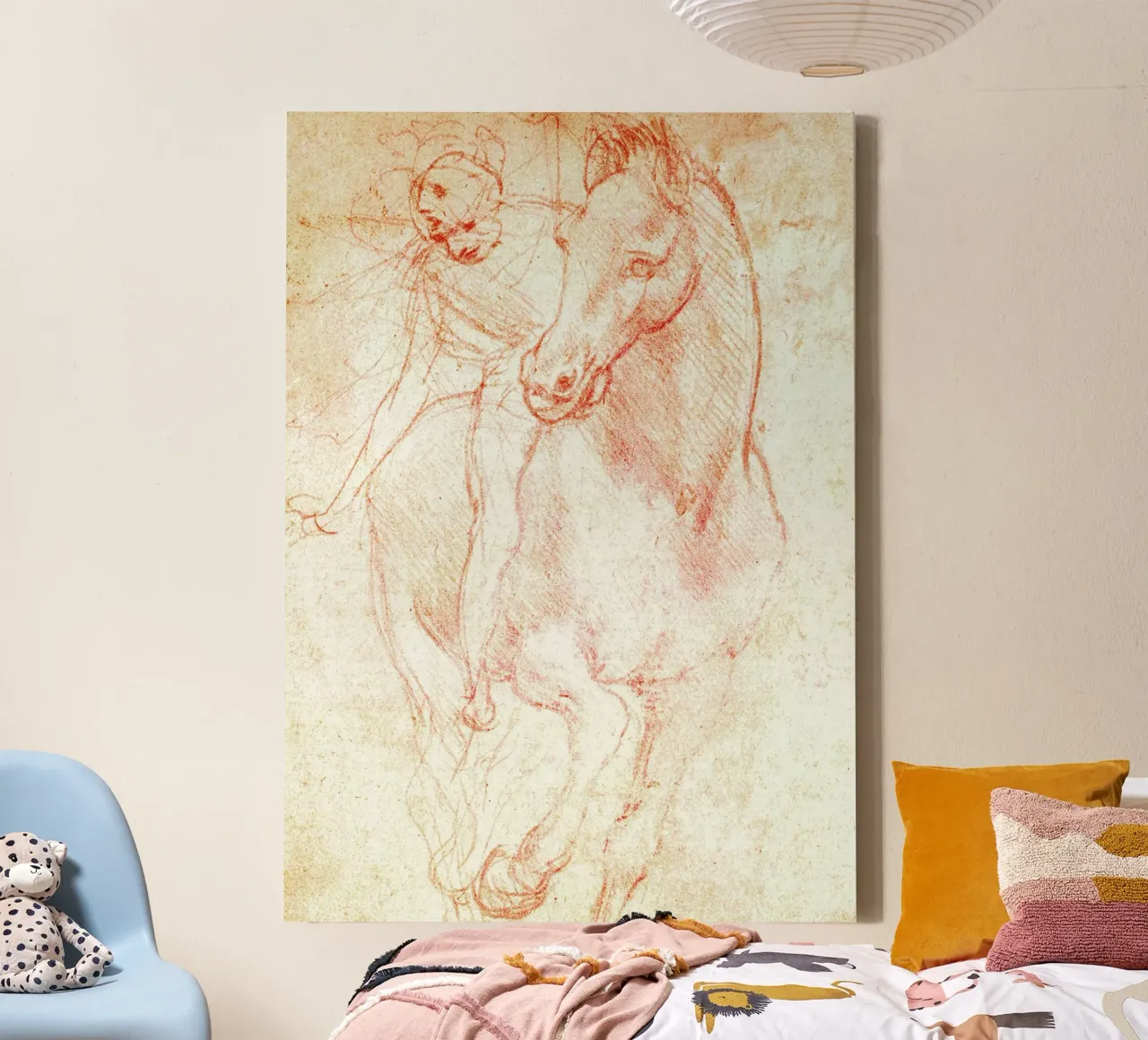 Study of a Horse and Rider by Leonardo da Vinci canvas with Floater frame by James McIntosh