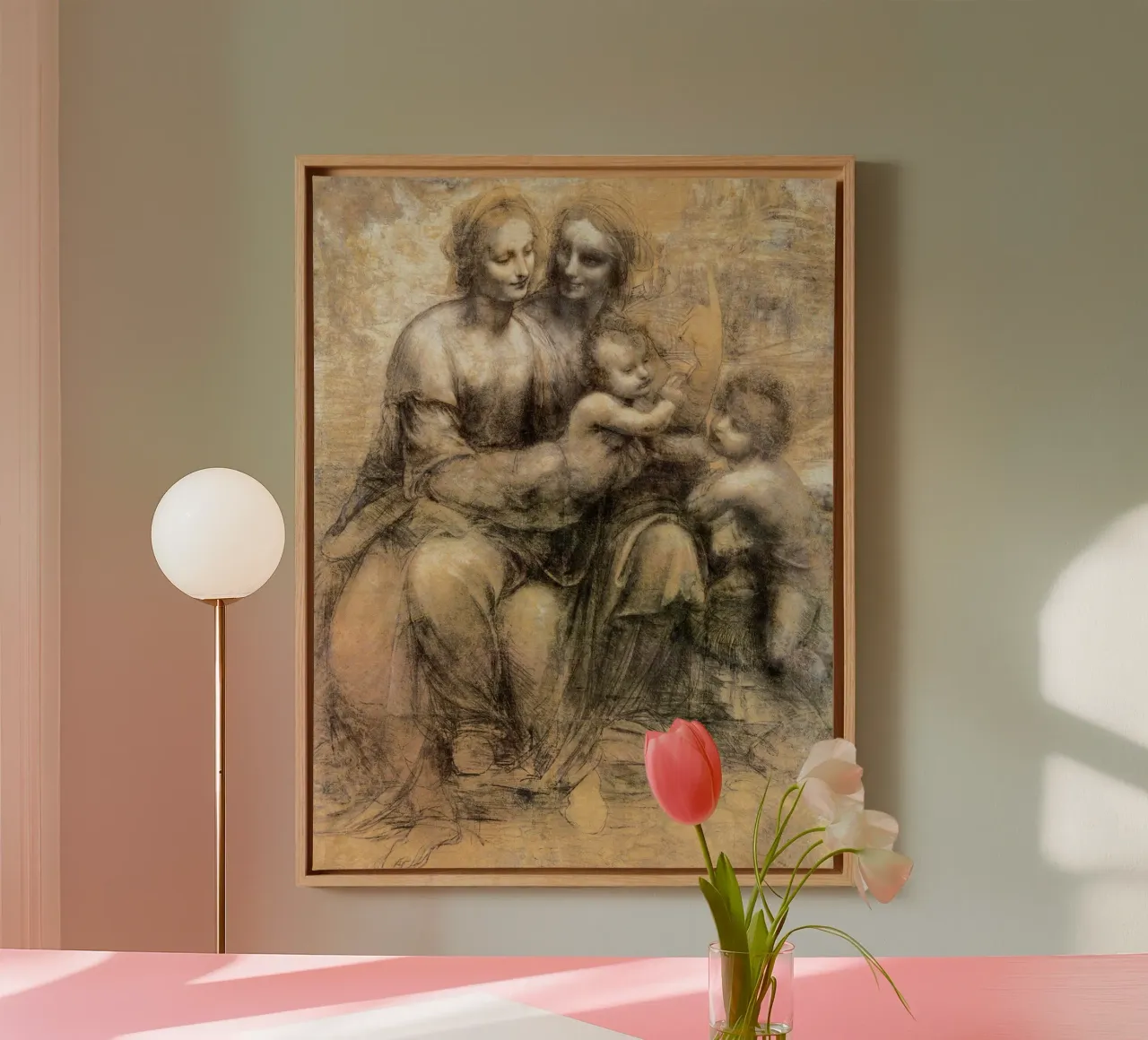 De Maagd en het Kind met de Heilige Anna en de Heilige Johannes de Doper canvas met Baklijst van James McIntosh