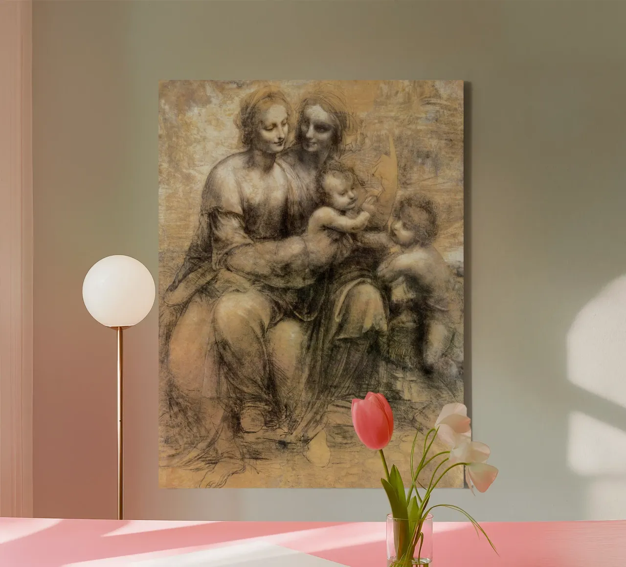 De Maagd en het Kind met de Heilige Anna en de Heilige Johannes de Doper canvas met Baklijst van James McIntosh