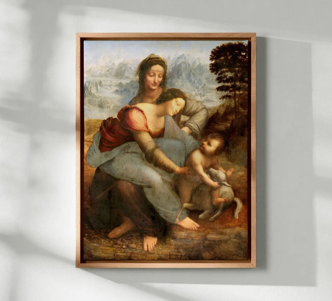 The Virgin and Child with Saint Anne by Leonardo da Vinci canvas with Floater frame by James McIntosh
