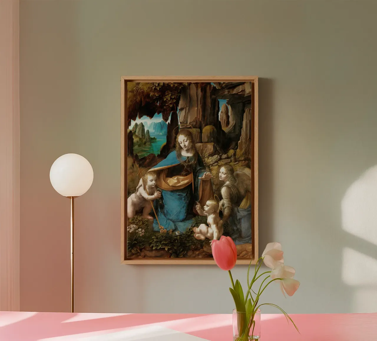The Virgin of the Rocks I by Leonardo da Vinci canvas with Floater frame by James McIntosh