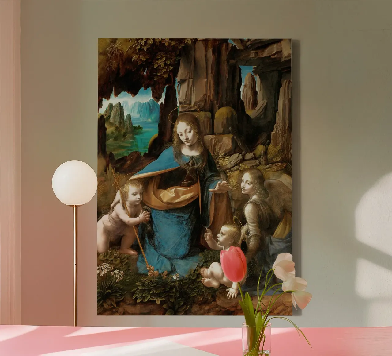 The Virgin of the Rocks I by Leonardo da Vinci canvas with Floater frame by James McIntosh