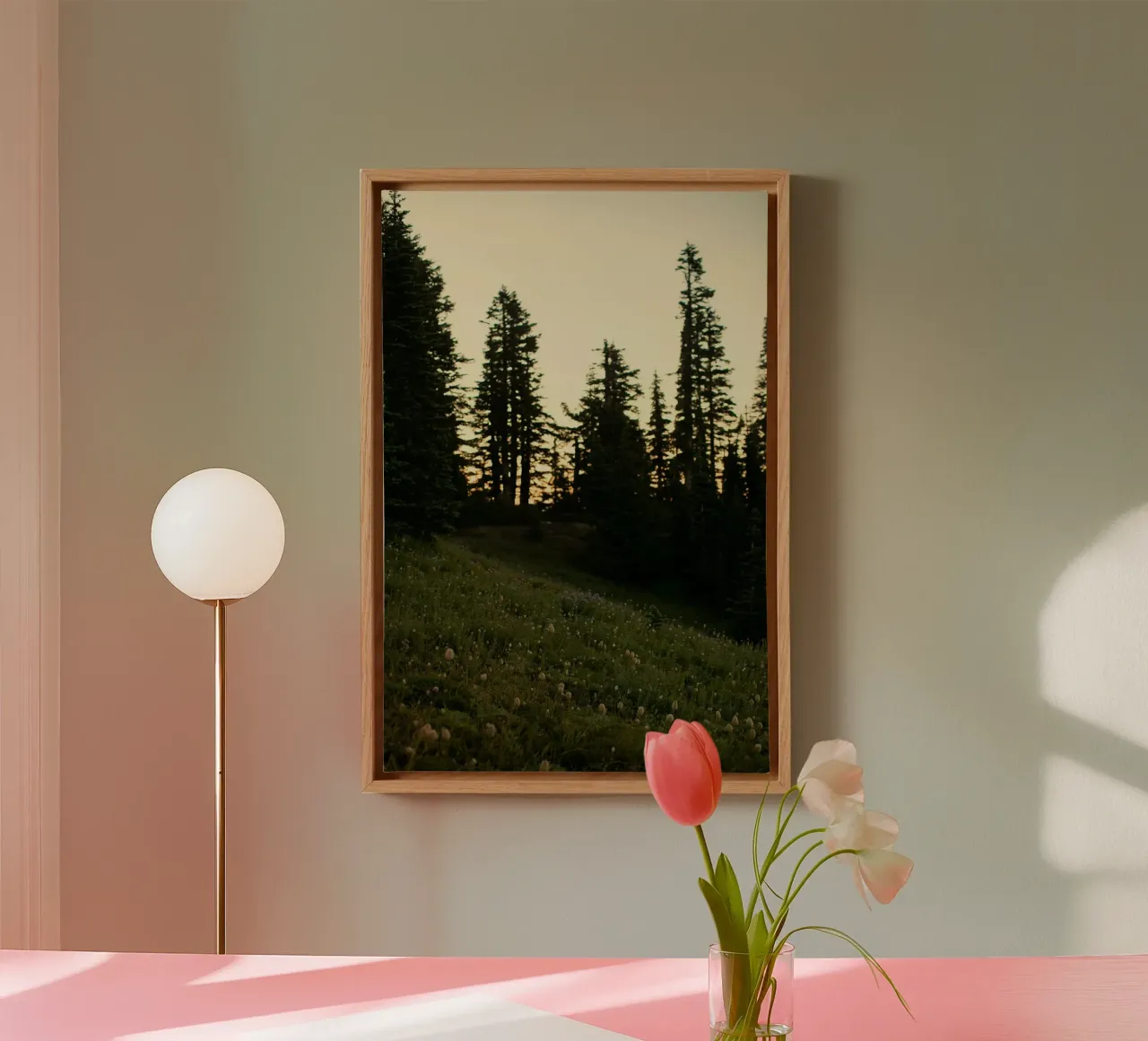 a forest of pines canvas with Floater frame by Earthly Visions