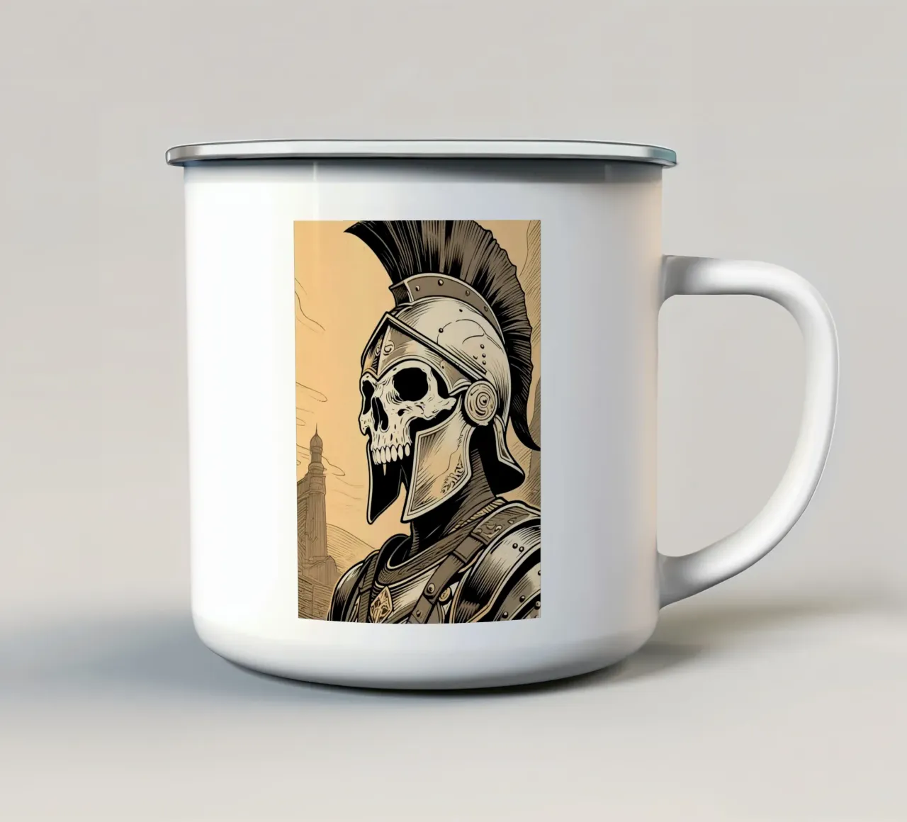Skull Spartan tazza in smalto da knowledge