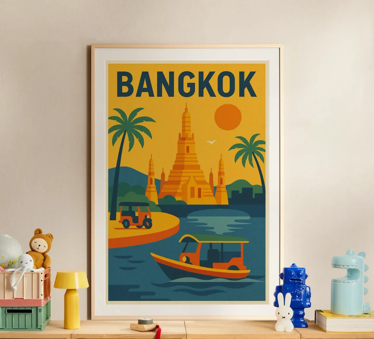 Poster d'epoca di Bangkok - Viaggio in Thailandia poster da JETLAG | affiches voyage