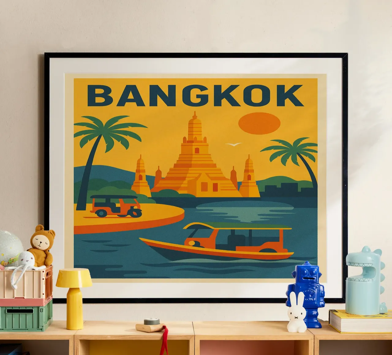 Poster d'epoca di Bangkok - Viaggio in Thailandia poster da JETLAG | affiches voyage