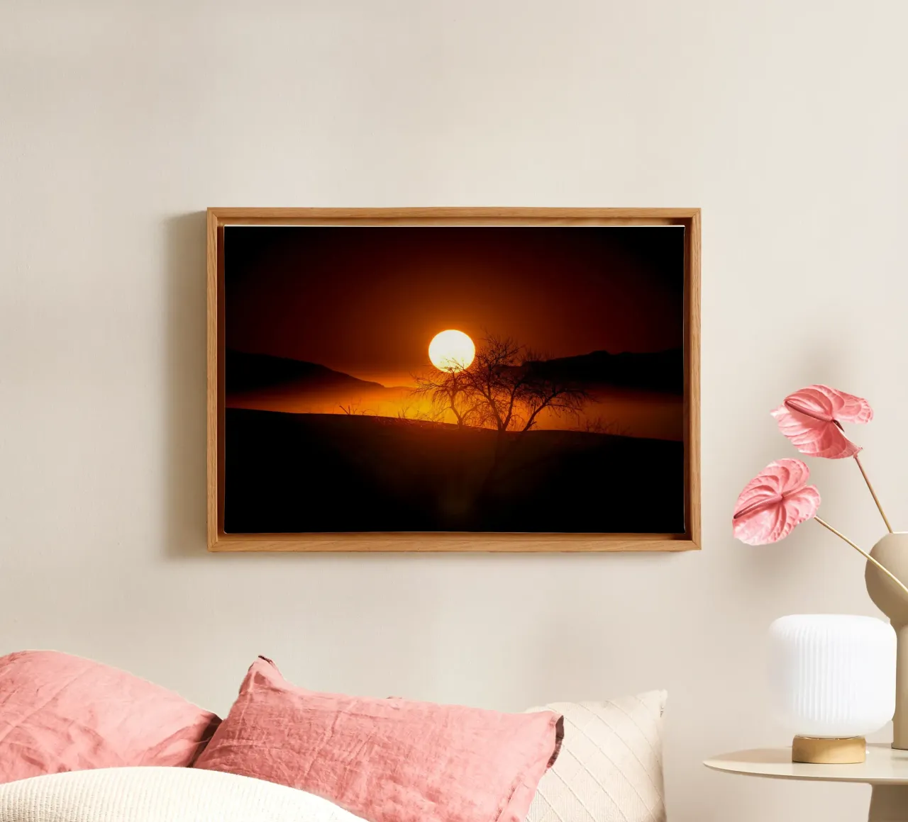sunrise over the mountain canvas with Floater frame by Earthly Visions