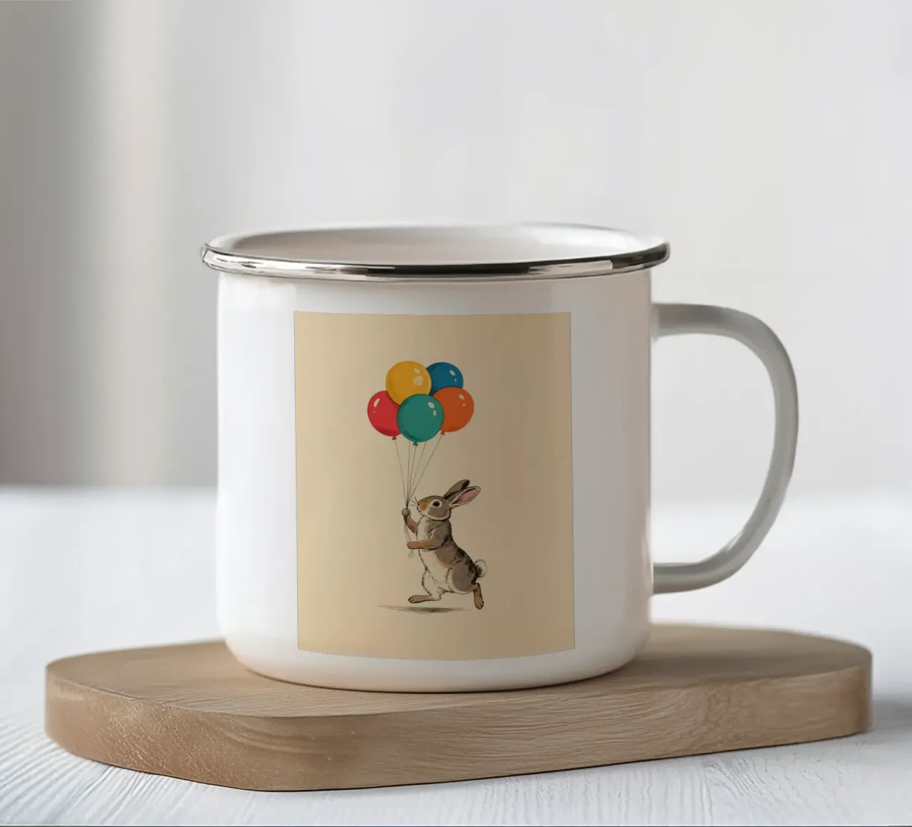 Rabbit Balloons tazza in smalto da knowledge