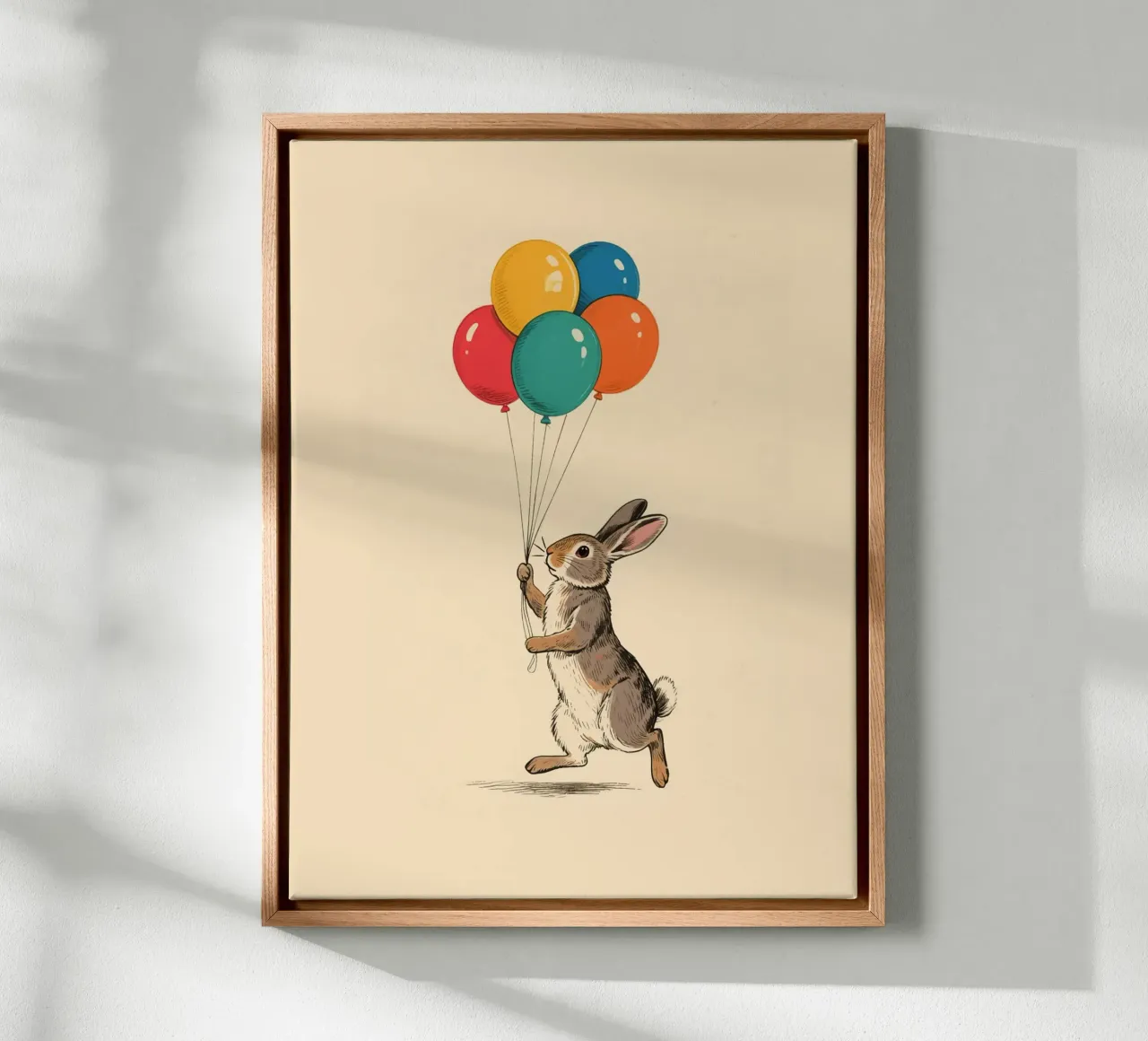 Rabbit Balloons canvas with Floater frame by knowledge