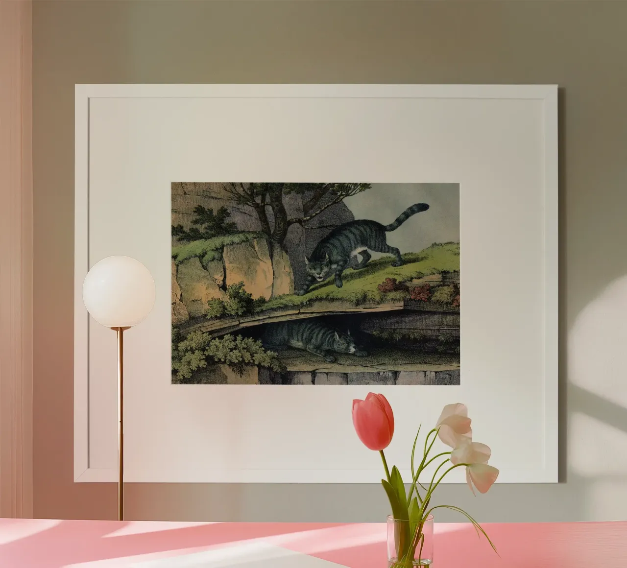 Vintage Kolb 6 Tafel 2 Wildkatze poster con telaio in plastica da Vintage Print Collection