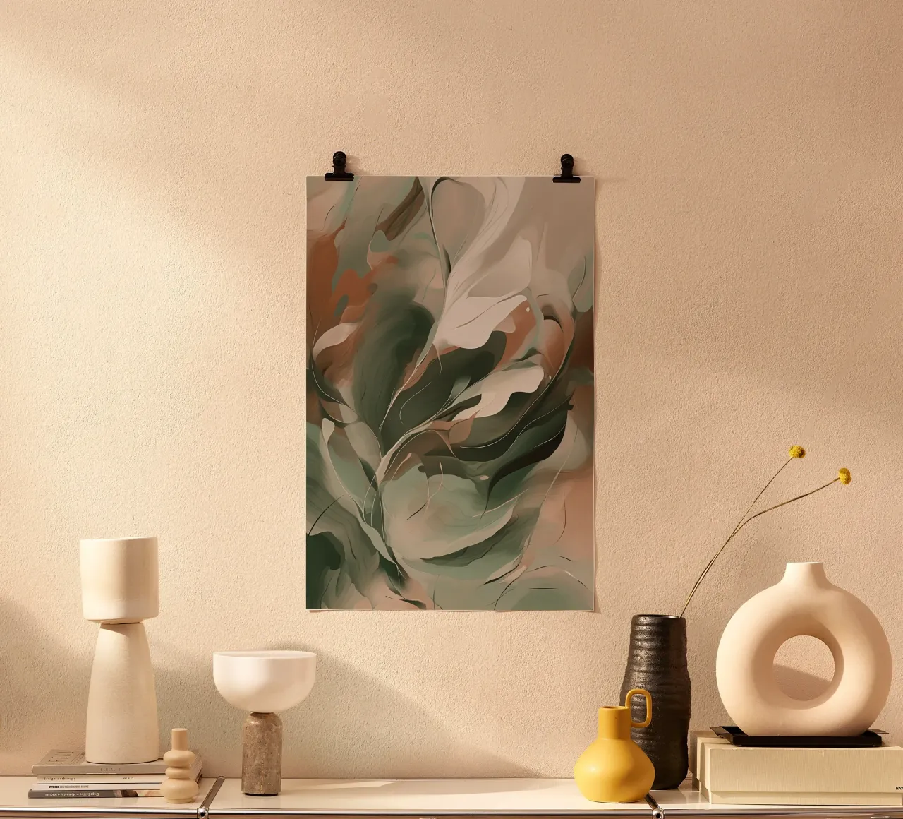 Ethereal Leaves poster con telaio in legno da Colormenta