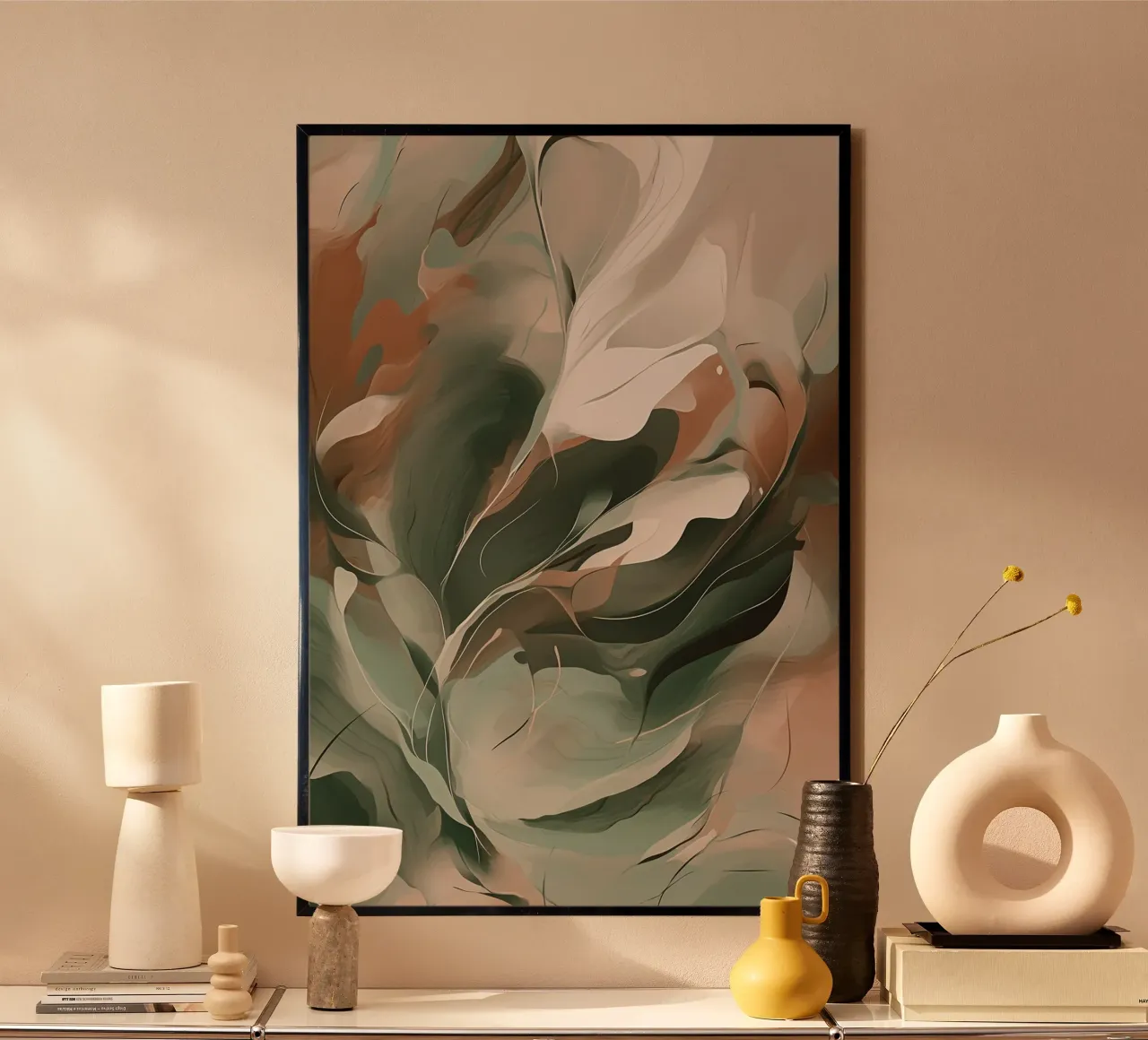 Ethereal Leaves poster con telaio in legno da Colormenta