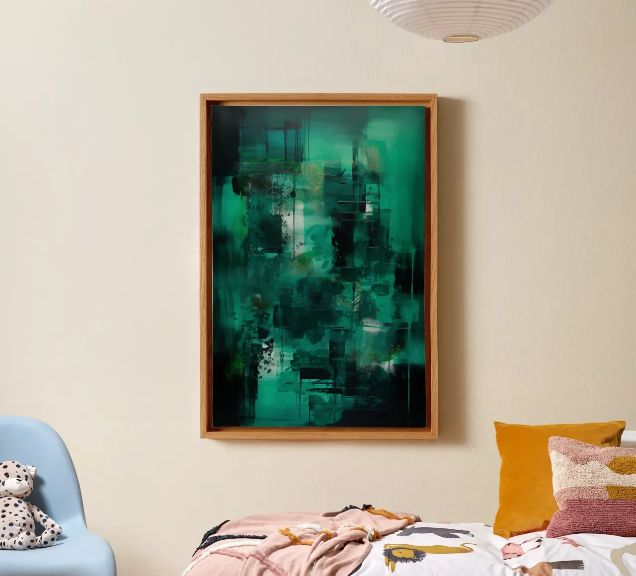 Emerald Echoes canvas with Floater frame by Mosaic Dialogue