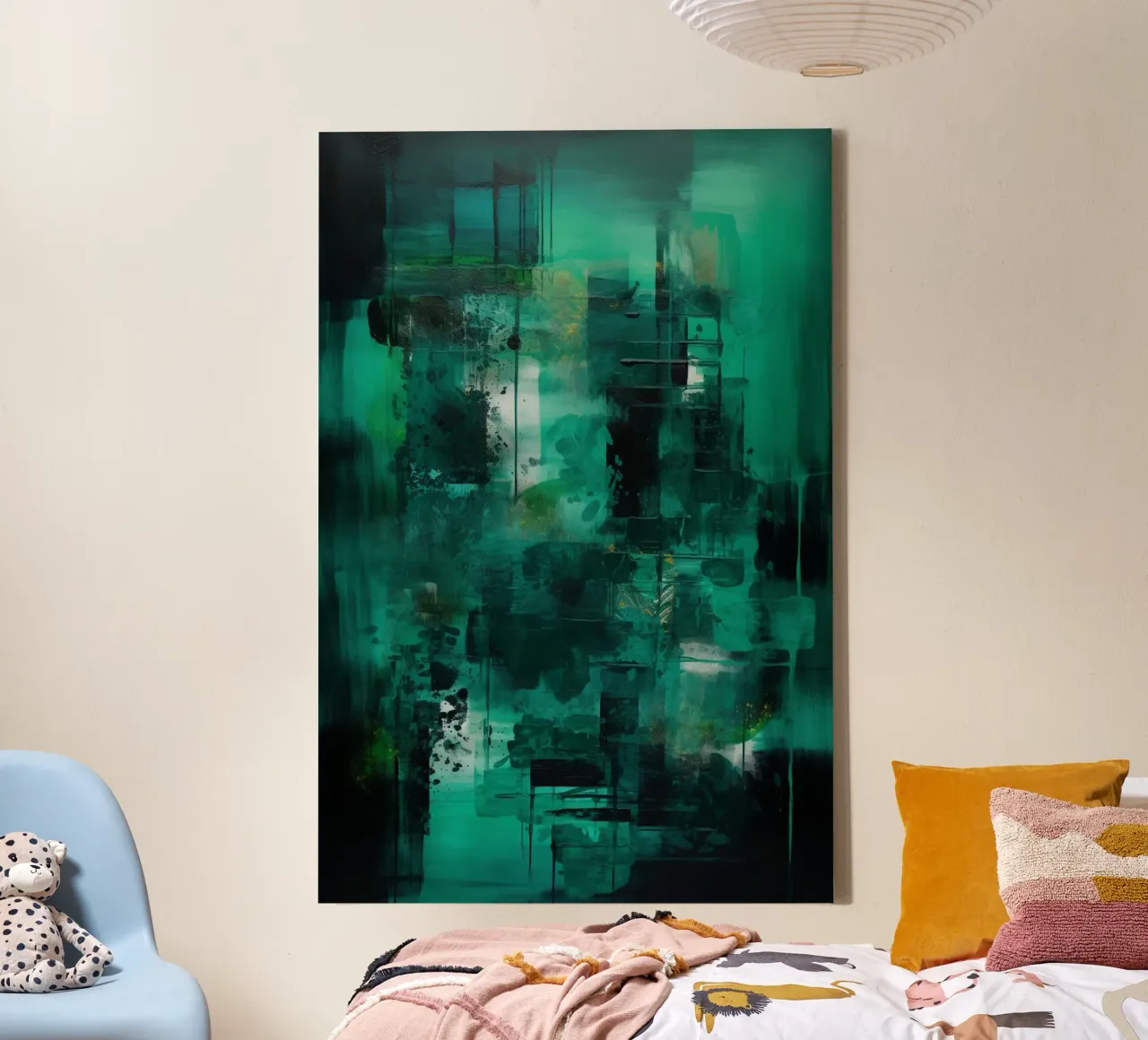 Emerald Echoes canvas with Floater frame by Mosaic Dialogue