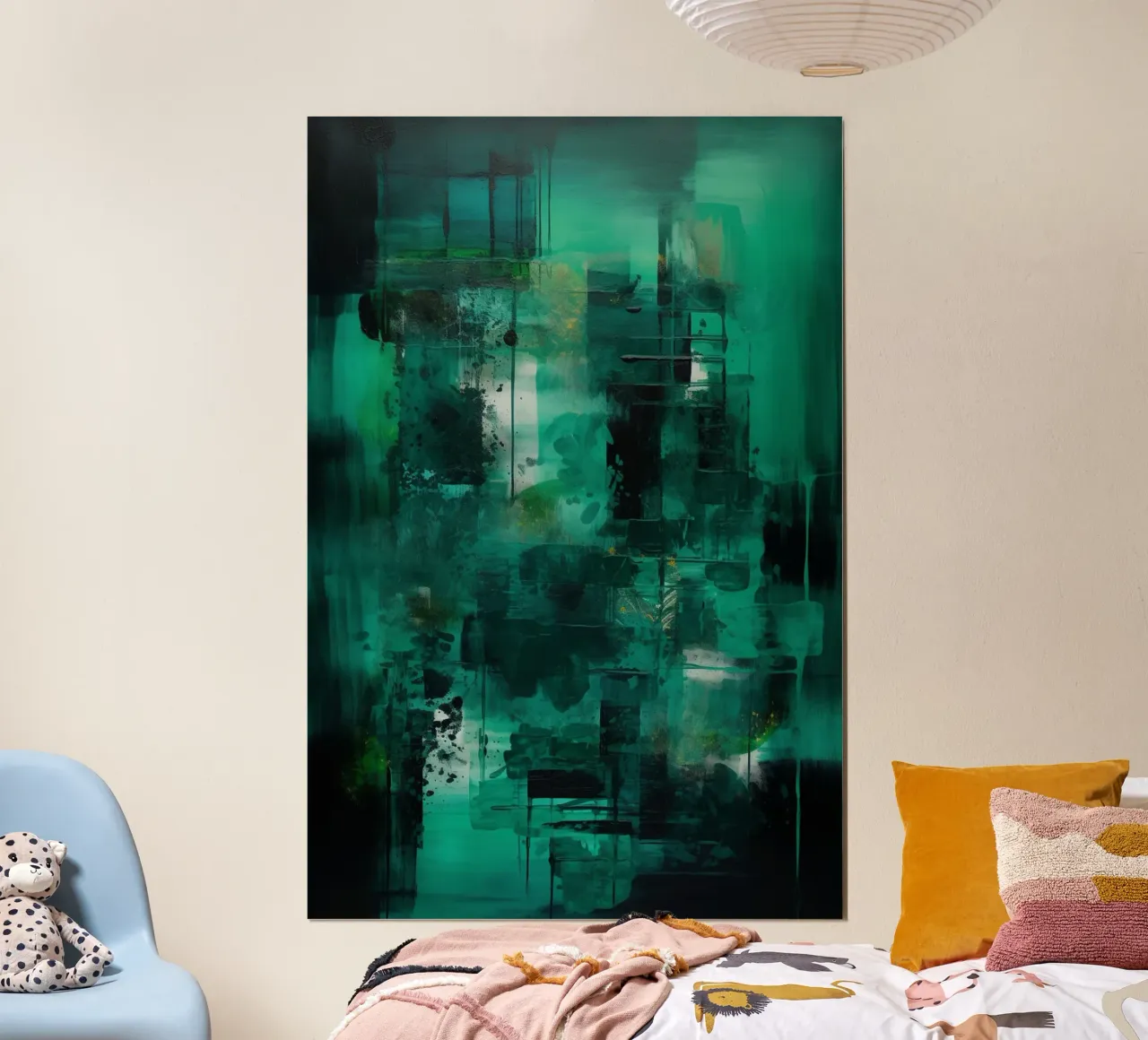 Emerald Echoes poster con telaio in alluminio da Mosaic Dialogue