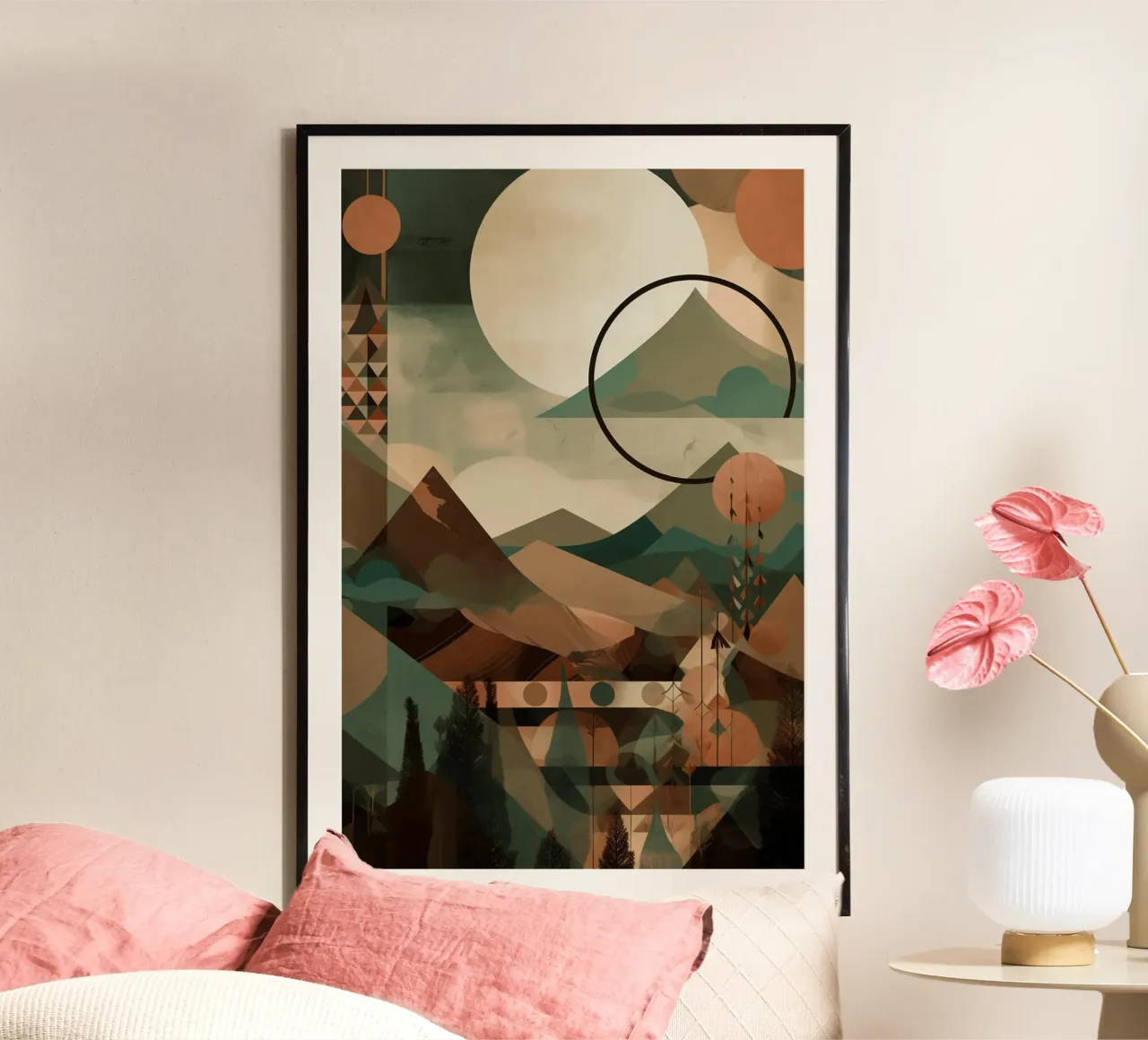 Geometric Horizons poster con telaio in legno da Colormenta
