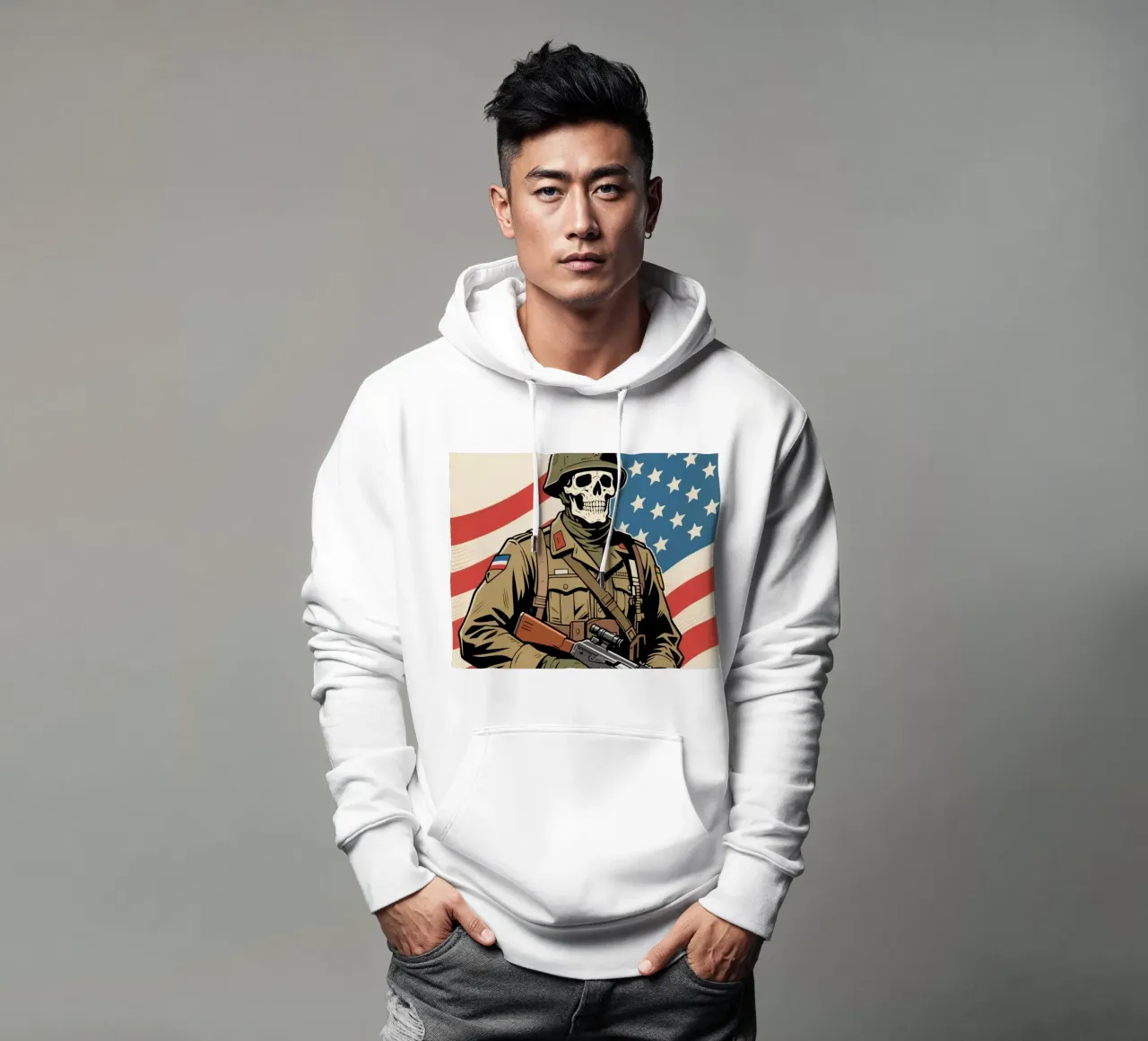 Skull Army felpa con cappuccio da knowledge