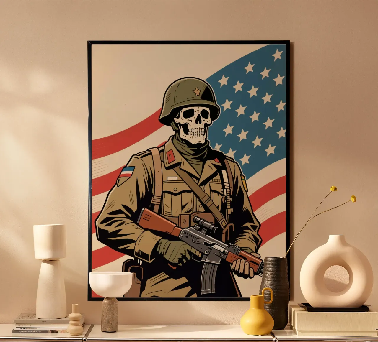 Skull Army poster con telaio in alluminio da knowledge