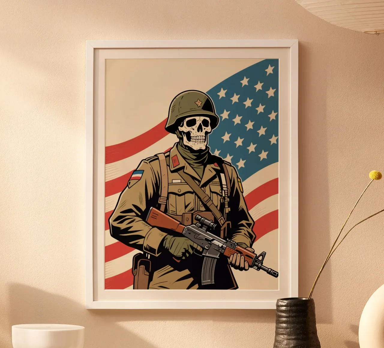 Skull Army poster con telaio in alluminio da knowledge