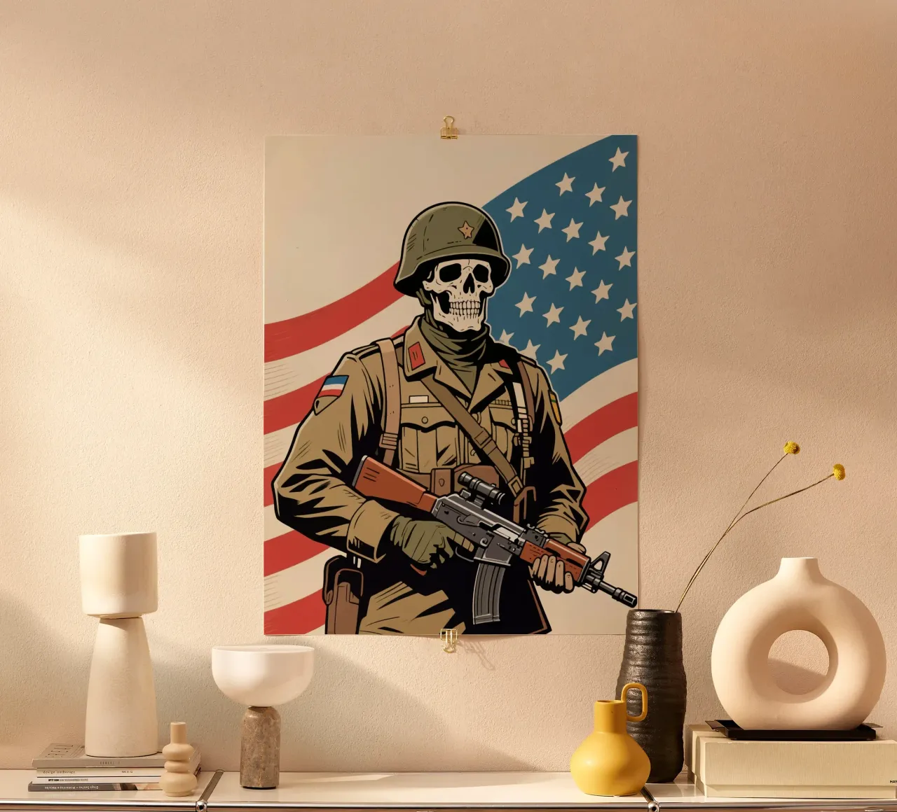 Skull Army poster con telaio in alluminio da knowledge