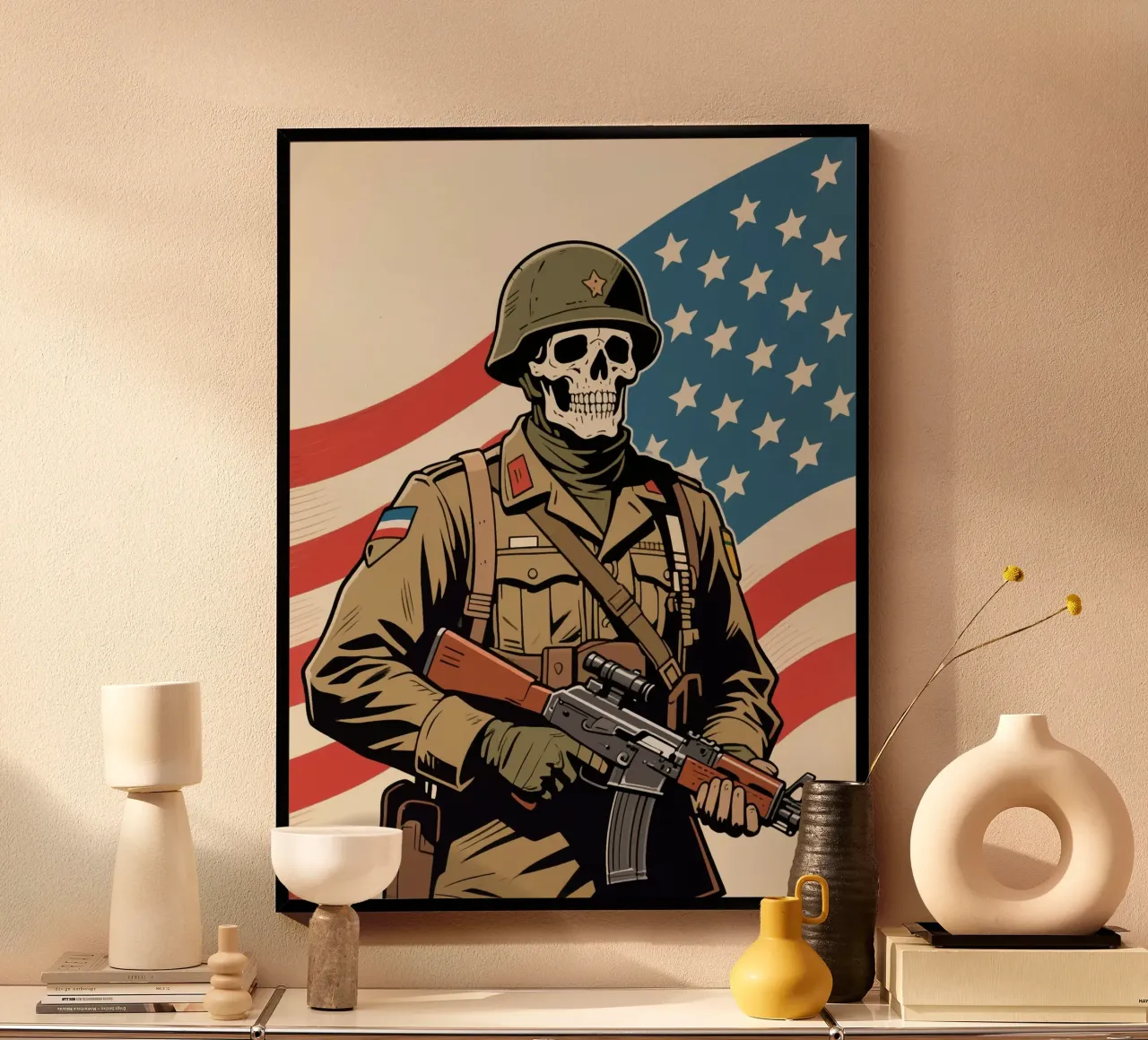 Skull Army poster con telaio in alluminio da knowledge