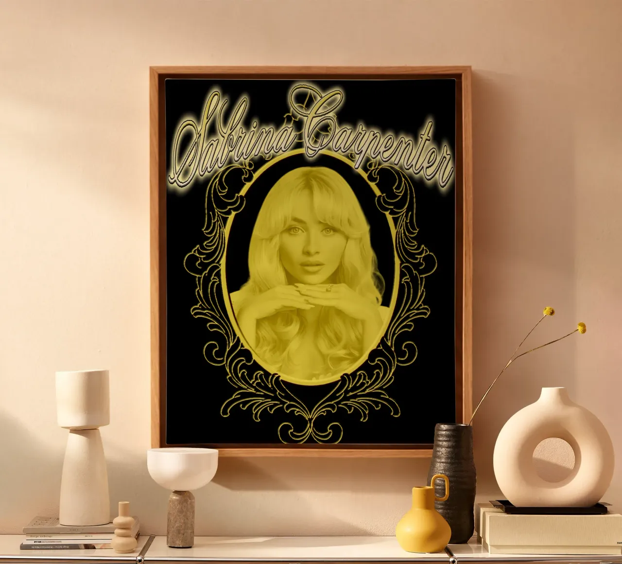 Silhouette di Sabrina Carpenter tela con Cornice a cassetta da mannys_artt