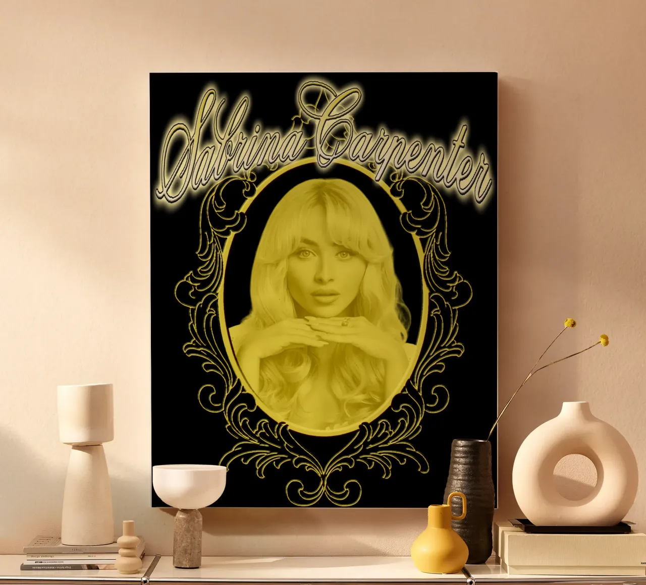 Silhouette di Sabrina Carpenter tela con Cornice a cassetta da mannys_artt
